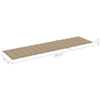 Ligbed met tafel en kussen massief teakhout