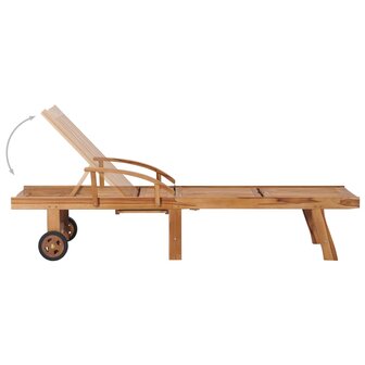 Ligbed met tafel en kussen massief teakhout