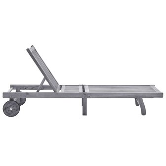 Ligbed met kussen massief acaciahout grijs