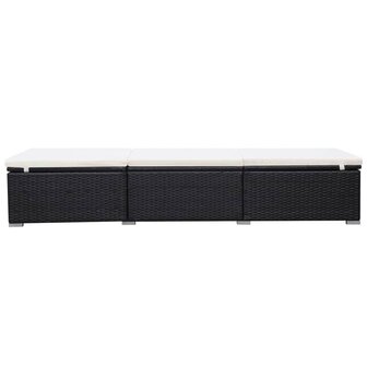 Ligbedden met kussens 2 st poly rattan zwart