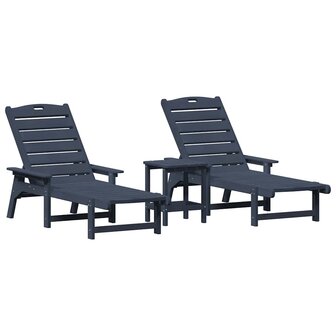 Tuin Lounge Meubels 3 pcs Marineblauw 38 x 38 x 46cm Polyetheen