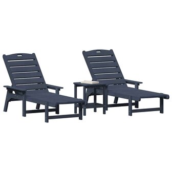 Tuin Lounge Meubels 3 pcs Marineblauw 38 x 38 x 46cm Polyetheen