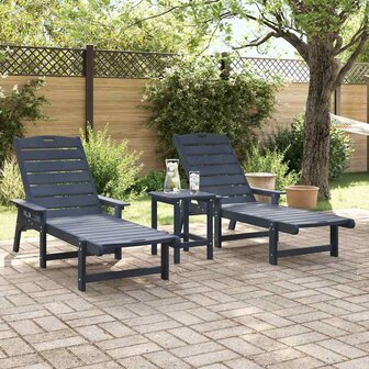 Tuin Lounge Meubels 3 pcs Marineblauw 38 x 38 x 46cm Polyetheen