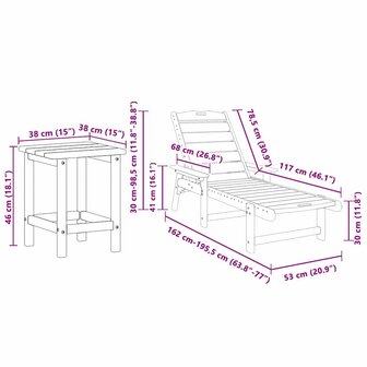Tuin Lounge Meubels 3 pcs Marineblauw 38 x 38 x 46cm Polyetheen