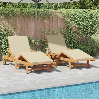 Ligstoel 3 pcs Beige 40 x 40 x 40cm Massief acaciahout