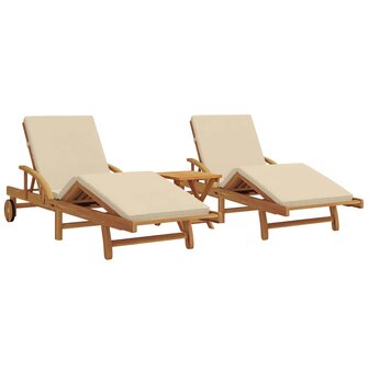 Ligstoel 3 pcs Beige 40 x 40 x 40cm Massief acaciahout