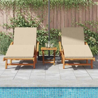 Ligstoel 3 pcs Beige 40 x 40 x 40cm Massief acaciahout
