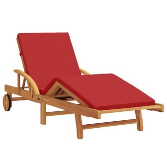 Ligstoel 2-persoon 3 pcs Rood 40 x 40 x 40cm Massief acaciahout
