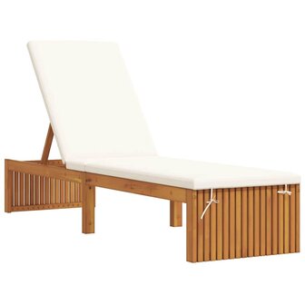 Ligstoel met kussen Bruin 200 x 55 x 94cm Massief acaciahout
