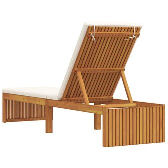Ligstoel met kussen Bruin 200 x 55 x 94cm Massief acaciahout