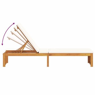 Ligstoel met kussen Bruin 200 x 55 x 94cm Massief acaciahout