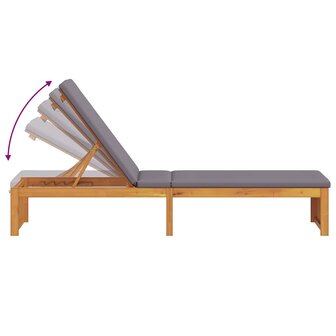 Ligstoel met kussen Bruin 200 x 55 x 94cm Massief acaciahout