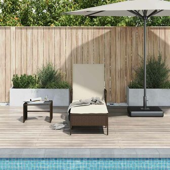 Ligbed met kussen 1-persoon Bruin 157 x 55 x 92cm poly rattan