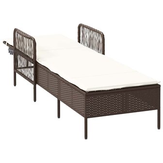 Ligbed met kussen 1-persoon Bruin 157 x 55 x 92cm poly rattan