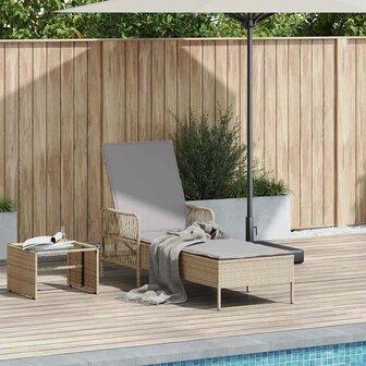 Ligbed met kussen 1-persoon Beige 157 x 55 x 92cm poly rattan