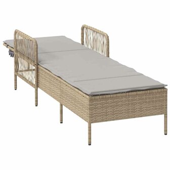 Ligbed met kussen 1-persoon Beige 157 x 55 x 92cm poly rattan