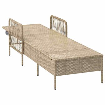 Ligbed met kussen 1-persoon Beige 157 x 55 x 92cm poly rattan