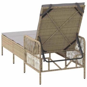 Ligbed met kussen 1-persoon Beige 157 x 55 x 92cm poly rattan