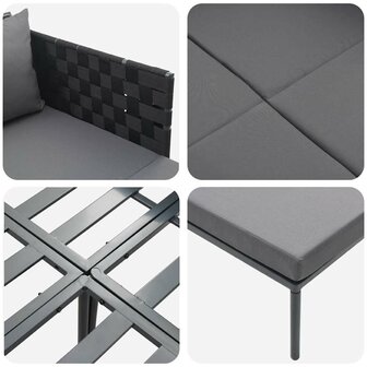 Ligstoel met kussen Antraciet 115 x 153 x 69.5cm Staal