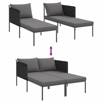 Ligstoel met kussen Antraciet 115 x 153 x 69.5cm Staal