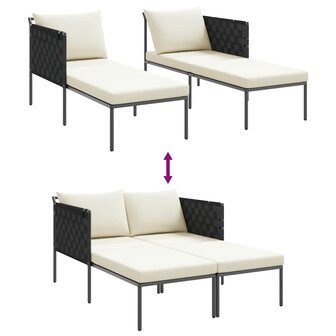 Ligstoel met kussen Antraciet 115 x 153 x 69.5cm Staal