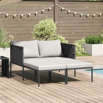 Ligstoel met kussen Antraciet 115 x 153 x 69.5cm Staal