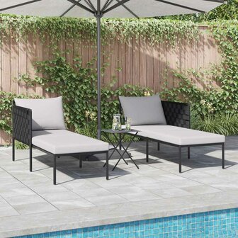 Ligstoel met kussen Antraciet 115 x 153 x 69.5cm Staal