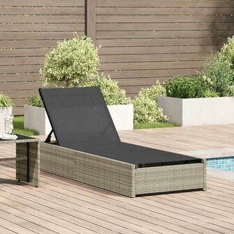 Ligstoel met kussen 1-persoon Beige 60 x 200 x 27cm poly rattan