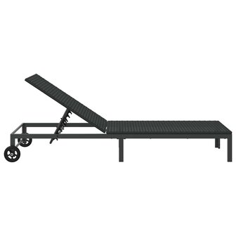 Ligstoel 1-persoon Zwart 60 x 200 x 27cm poly rattan