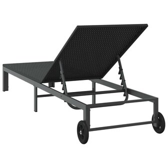 Ligstoel 1-persoon Zwart 60 x 200 x 27cm poly rattan