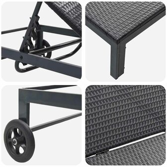Ligstoel 1-persoon Zwart 60 x 200 x 27cm poly rattan