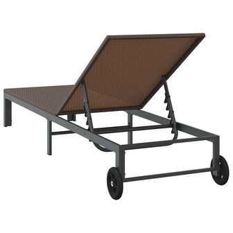 Ligstoel 1-persoon Bruin 60 x 200 x 27cm poly rattan