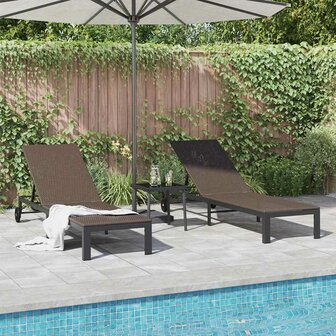 Ligstoel met kussen 2 pcs Bruin 40 x 39 x 40.5cm poly rattan