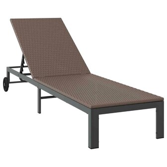 Ligstoel met kussen 2 pcs Bruin 40 x 39 x 40.5cm poly rattan