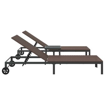 Ligstoel met kussen 2 pcs Bruin 40 x 39 x 40.5cm poly rattan