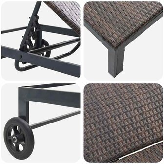 Ligstoel met kussen 2 pcs Bruin 40 x 39 x 40.5cm poly rattan