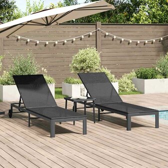 Ligstoel met kussen 2 pcs Zwart 40 x 39 x 40.5cm poly rattan