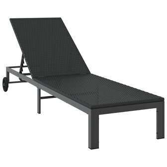 Ligstoel met kussen 2 pcs Zwart 40 x 39 x 40.5cm poly rattan
