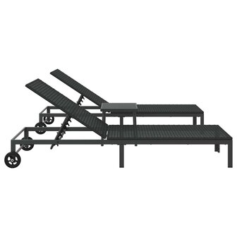 Ligstoel met kussen 2 pcs Zwart 40 x 39 x 40.5cm poly rattan