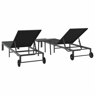 Ligstoel met kussen 2 pcs Zwart 40 x 39 x 40.5cm poly rattan
