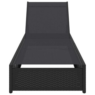 Ligstoel met kussen 1-persoon Zwart 60 x 200 x 27cm poly rattan