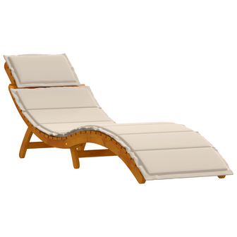 Ligbed met kussen 2 pcs Wit 184 x 55 x 64cm Massief acaciahout