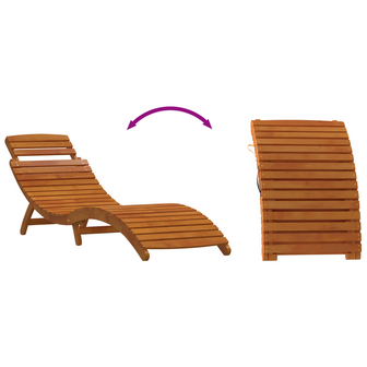Ligbed met kussen 2 pcs Wit 184 x 55 x 64cm Massief acaciahout