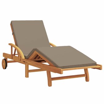 Ligstoel met kussen Taupe 200 x 67 x 84cm Massief acaciahout