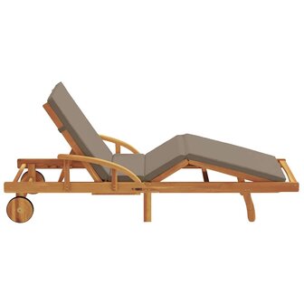 Ligstoel met kussen Taupe 200 x 67 x 84cm Massief acaciahout