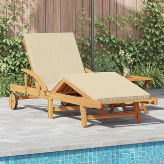 Ligstoel met kussen Beige 200 x 67 x 84cm Massief acaciahout