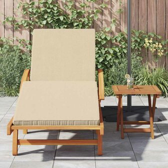 Ligstoel met kussen Beige 200 x 67 x 84cm Massief acaciahout