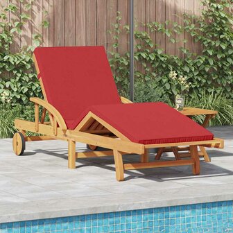 Ligstoel met kussen Rood 200 x 67 x 84cm Massief acaciahout