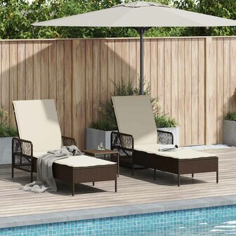Ligbed met kussen 2 pcs Bruin 35 x 35 x 32cm poly rattan