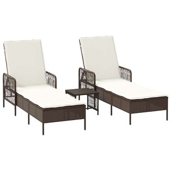 Ligbed met kussen 2 pcs Bruin 35 x 35 x 32cm poly rattan